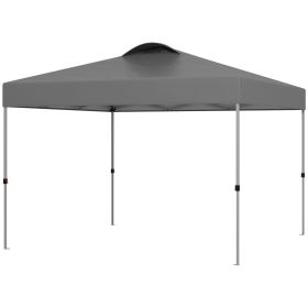 Outsunny 10' x 10' Outdoor Gazebo Pop Up Canopy Party Tent, Carrying Bag, Dark Gray