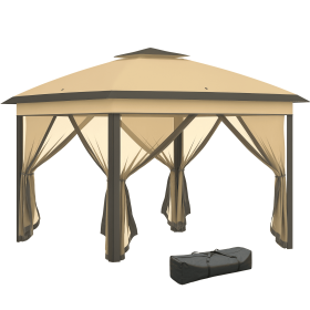 Outsunny Pop Up Canopy 11x11 Double Roof Zippered Mesh Sidewalls Adjustable Height Carrying Bag